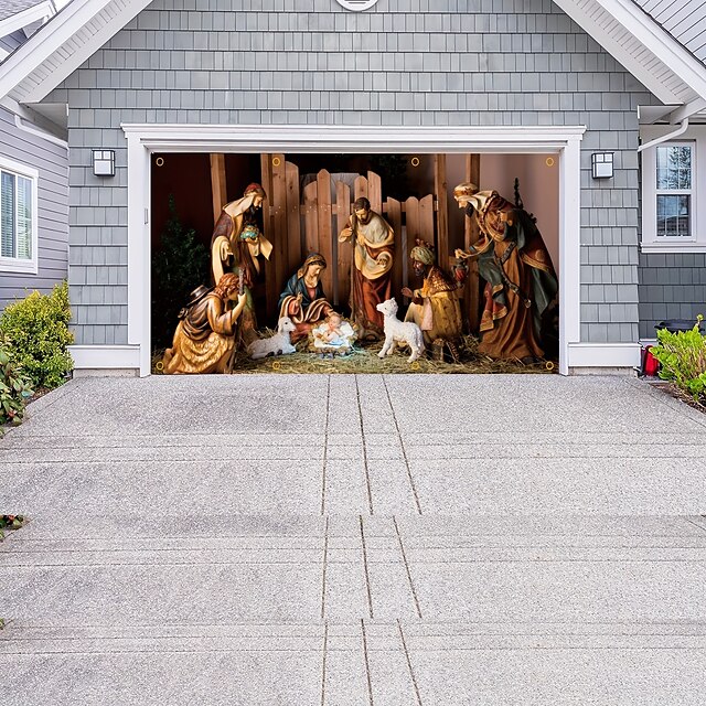 Christmas Nativity Scene Outdoor Garage Door Cover Xmas Banner Large ...