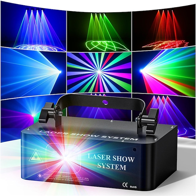  DMX512 LED Indoor Stage Lights RGB Laser Scanner Beam Effect Stage Light Sound Activated Bedroom Laser Projector Lighting Show for DJ Disco Church Birthday Party Xmas