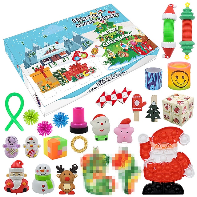  Christmas Advent Calendar Blind Box,Christmas Blind Box Children's Party Gift Decompression DIY Hand Tear Countdown Calendar Blind Box Christmas Toys for Christmas Gifts
