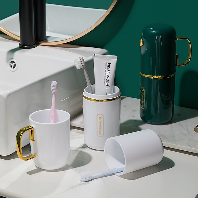  Haushalt Licht Luxus Mundwasser Tasse Set Paar bequeme Reise Zahnbürste Box Zahnpasta Lagerung Waschset Waschbecher 2St
