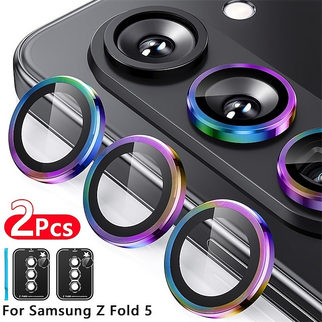  2 sts Kameralinsskydd Till Samsung Galaxy Z Fold 5 Z Fold 4 Zinklegering 9 H-hårdhet Anti-fingeravtryck Högupplöst (HD) Explosionssäker Reptålig