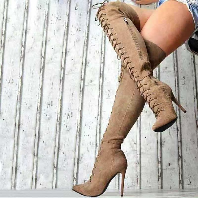Buckle Straps High Boots - Women's Over Knee Booties