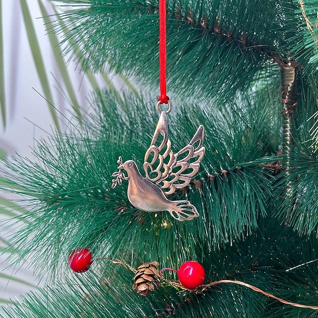  قلادة شجرة عيد الميلاد - زخرفة معدنية معلقة لديكور المشهد، وإكسسوارات العطلات، ومستلزمات حفلات أعياد الميلاد، وديكور الغرفة، وهدية عيد الميلاد