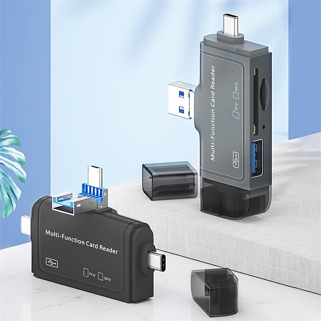 7 in 1 SD カード リーダー USB 3.0 デュアル スロット アダプター、Mac Windows Linux Chrome PC スマートフォン用 & カメラ