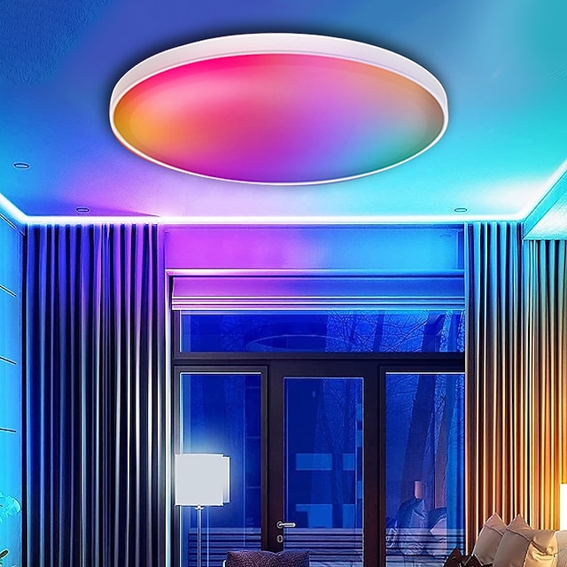  rgbcw fullfarge intelligent dimming og fargetilpasning soveromstaklampe 24w wifi graffiti app bluetooth voice taklampe kan tidsbestemmes 2,4g kan grupperes kompatibel med alexa google home