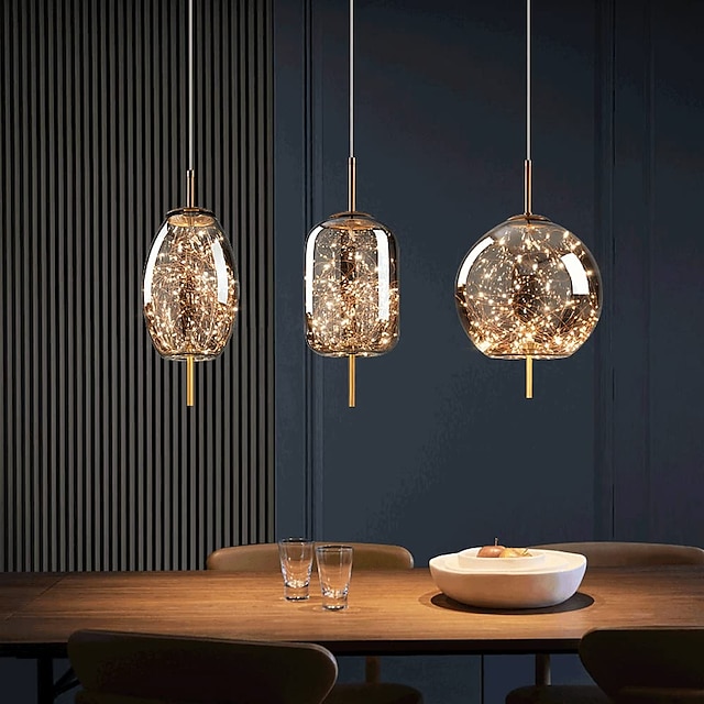  Gypsophila Art Metal Crystal Chandelier LED Three-Color Dimming Pendant Lamp Light Nordic Luxury Modern Creative Hanging Light Bar Bedroom Bedside Study Hanging Light