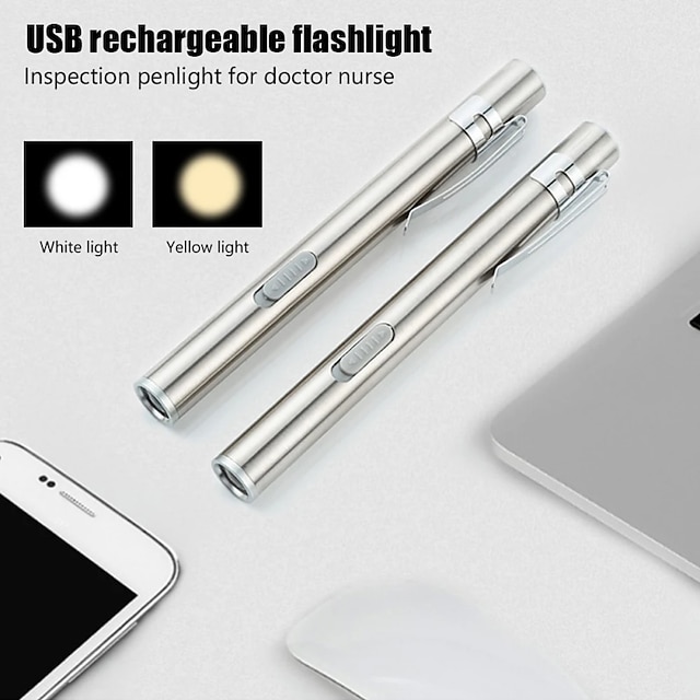  007 ضوء LED بواعث مع كابل USB محمول استخدام اليومي فضي ذهبي