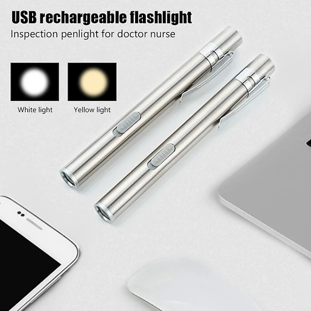 USB rechargeable flashlight flashlight mini LED pocket lamp medical camping bicycle flashlight night lighting 14