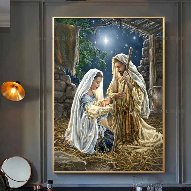 Christmas Wall Art Canvas Nativity of Jesus Virgin Mary Prints and ...