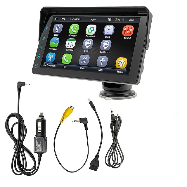  bilradio universal 7-tommers multimedia videospiller trådløs bilspilling og trådløs android auto berøringsskjerm sun visorb5300monitor
