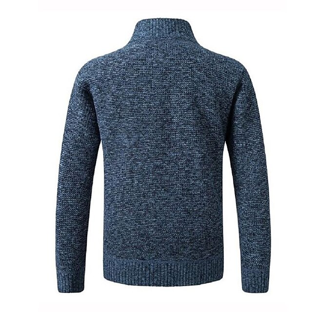 Men's Fashion Solid Color Stand Collar Cardigan Sweater Knit Jacket