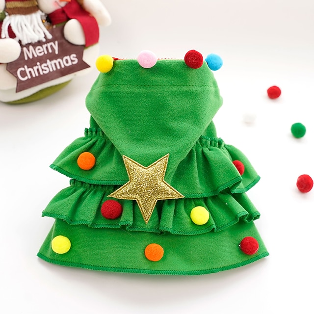 Christmas Pet Clothes christmas tree dog clothes Two Color Cloak Autumn