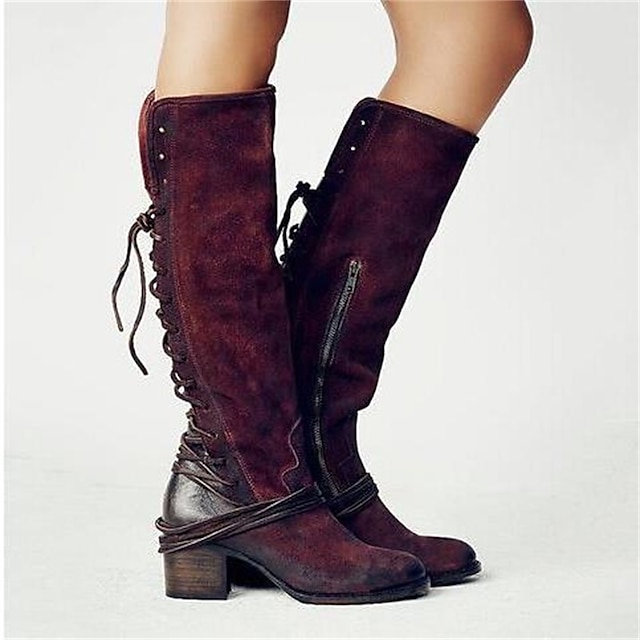 Women's Boots Plus Size Riding Boots Outdoor Daily Solid Color Knee ...