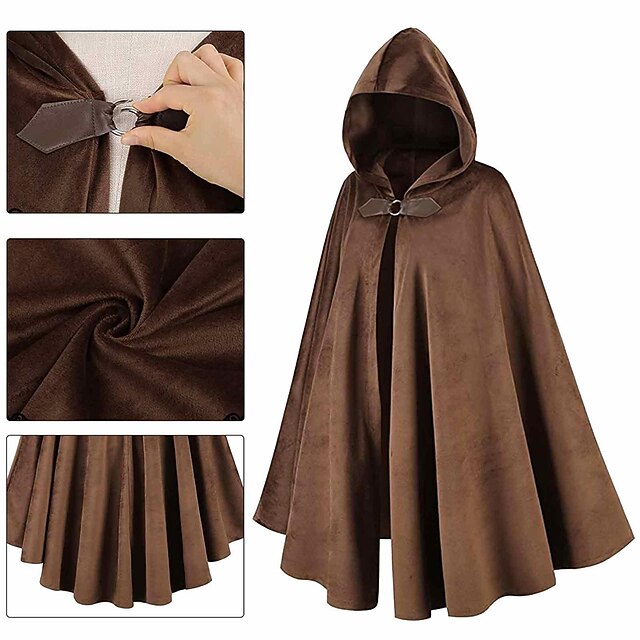 Cape Médiévale à Capuche En Velours – Style Renaissance, Gothique, Pour Homme Et Femme, Costume Halloween Et Fêtes à Thème