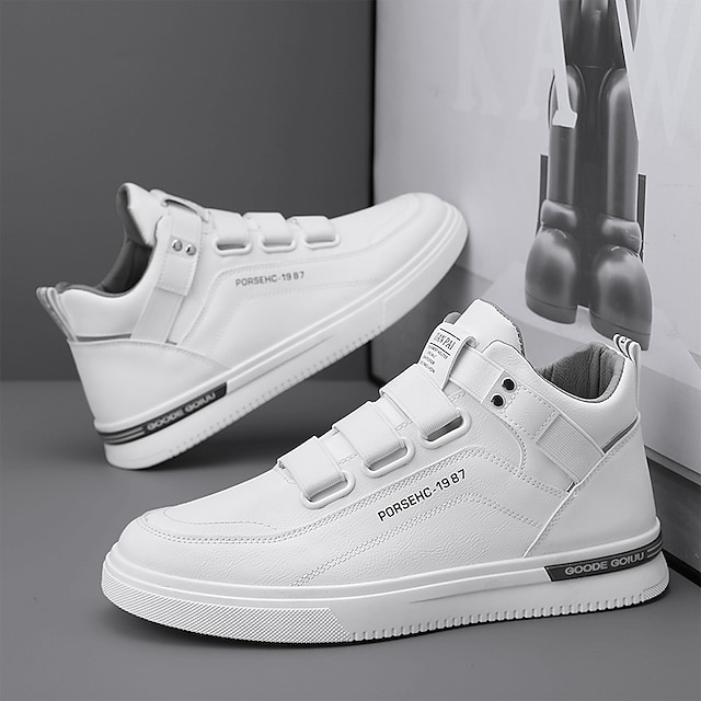  Voor heren Sneakers huu retireti Witte schoenen Hoge sneakers Wandelen Casual Sportief PU Comfortabel Magische tape Zwart Wit Beige Herfst