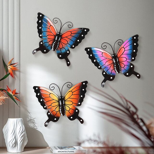  1pc Butterfly Metal Wall Art Outdoor Decor 11 Inch Rust Proof Wall Sculpture Ideal For Garden, Home, Farmhouse, Patio And Bedroom