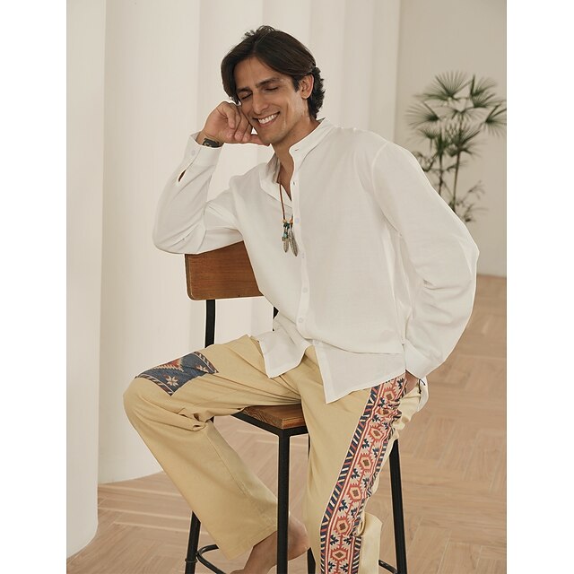 herreskjorte ensfarvet krave street daglig afslappet langærmede toppe ...