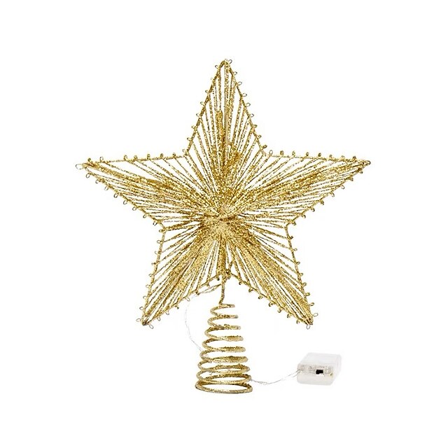  smeedijzeren pentagram voor kerstboom decoratie katoenen draad gepoederde boom top led light-emitting kerstboom decoratie boom top ster