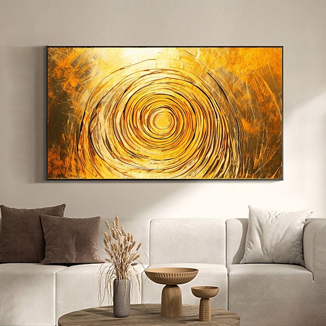  Handmade Oil Painting Canvas Wall Art Decor Original Skiing Gold Texture for Home Decor With Stretched Frame/Without Inner Frame Painting