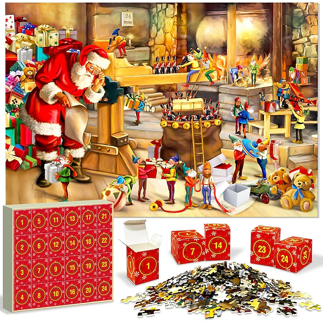 Jigsaw Puzzle Advent Calendar 2025-1008 Pieces Jigsaw Puzzle for Adult Kids,24 Days Countdown Calendar,The Birth of Jesus,Family Game Puzzle,Christmas Gift Idea for Teens 15