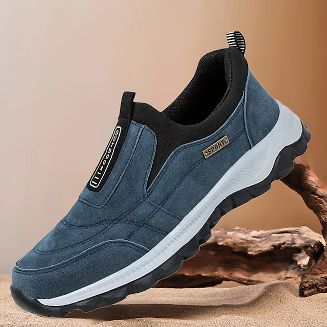 Men's Sneakers Fleece lined Walking Vintage Casual Outdoor Daily Knit Warm Height Increasing Comfortable Lace-up Black Blue khaki Fall Winter 9