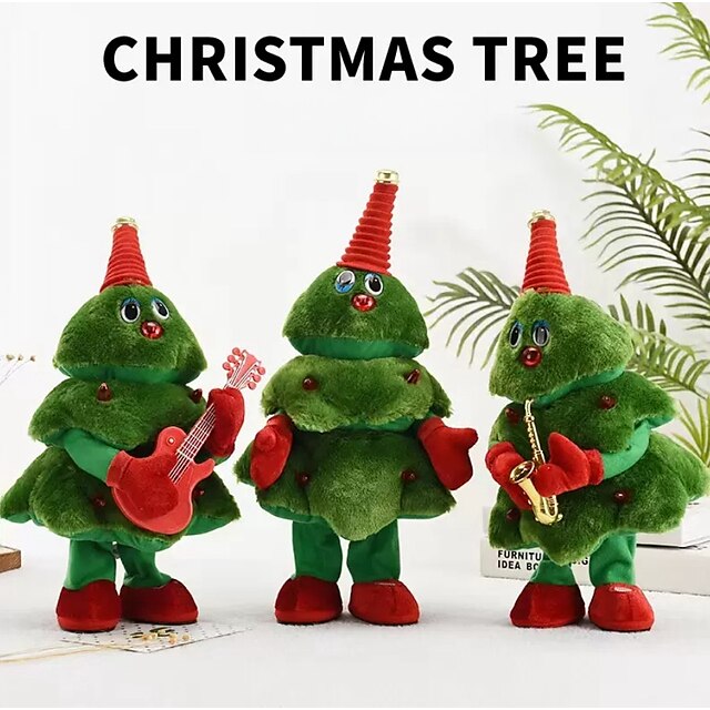 Singing and Dancing Christmas Tree Toys Plush Green Monster for Kids