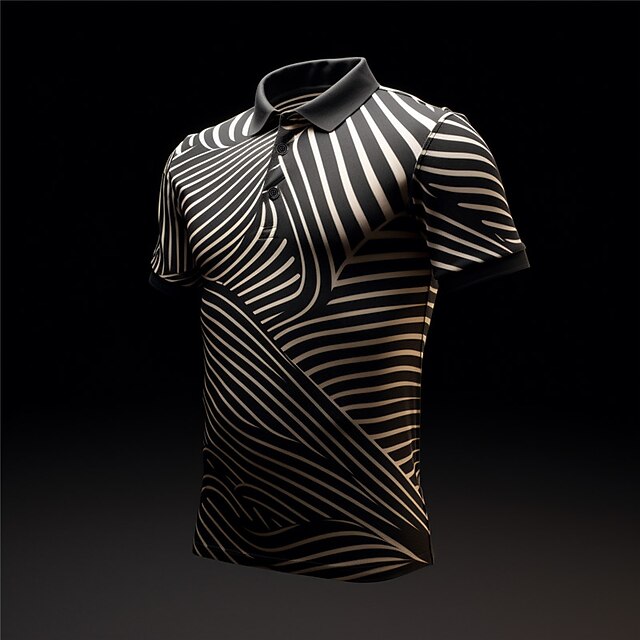 Lineal Hombre Negocios Estampado 3D polo de golf Exterior Ropa ...