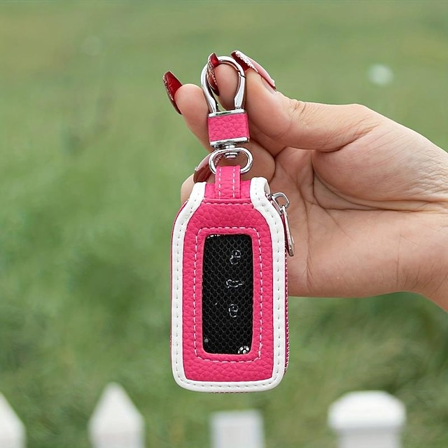  1pc Men's And Women's Pink And Brown Universal Key Bag Car Key Bag Home Key Storage Bag