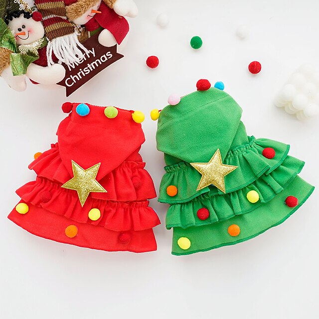 Christmas Pet Clothes christmas tree dog clothes Two Color Cloak Autumn