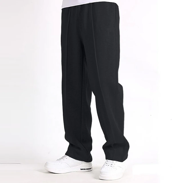 Men's Sweatpants Joggers Wide Leg Sweatpants Trousers Pocket Elastic ...