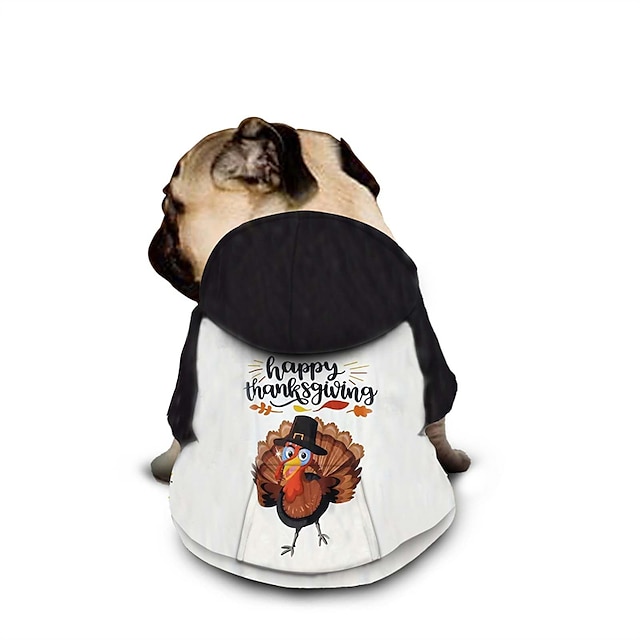 ringraziamento tacchino stampa cane gatto animale domestico sacchetto felpa con cappuccio grafica moda casual all'aperto casual quotidiano vestiti del cane vestiti per cuccioli abiti per cani