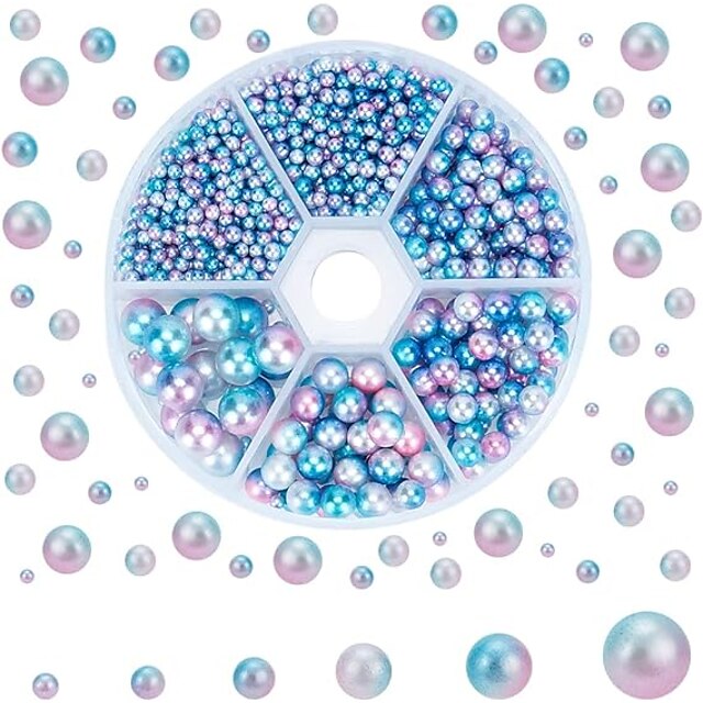  1815 bucăți margele de perle de sirenă 6 dimensiuni fără găuri/mărgele de perle imitate negăurite. Mărgele de îmbrăcăminte libere pentru umpluturi de vaze, decorațiuni pentru petrecerea de nuntă (2,5