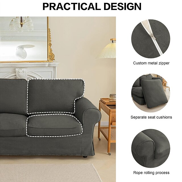 Ektorp 3 Seat Sofa Cover, Ektorp Couch Cover with 3 Cushion Cover and 3