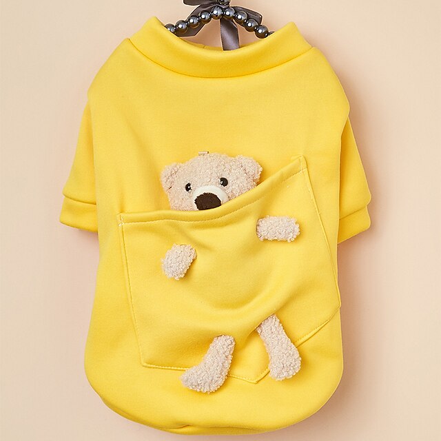  1 piece of sweater pocket bear dog cat bathroom clothes autumn and winter plush small dog warmth pet supplies