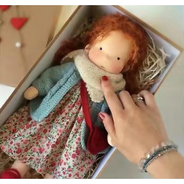  pamut test Waldorf baba baba művész kézzel készített mini öltöztetős baba barkácsolás halloween díszdobozban csomagolás áldás (kivéve a kis állati kiegészítőket)