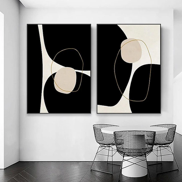 Black and White Minimalist Wall Art Canvas Decoration Handmade Abstract Oil Painting Living Room Bedroom Decor (No Frame) 9
