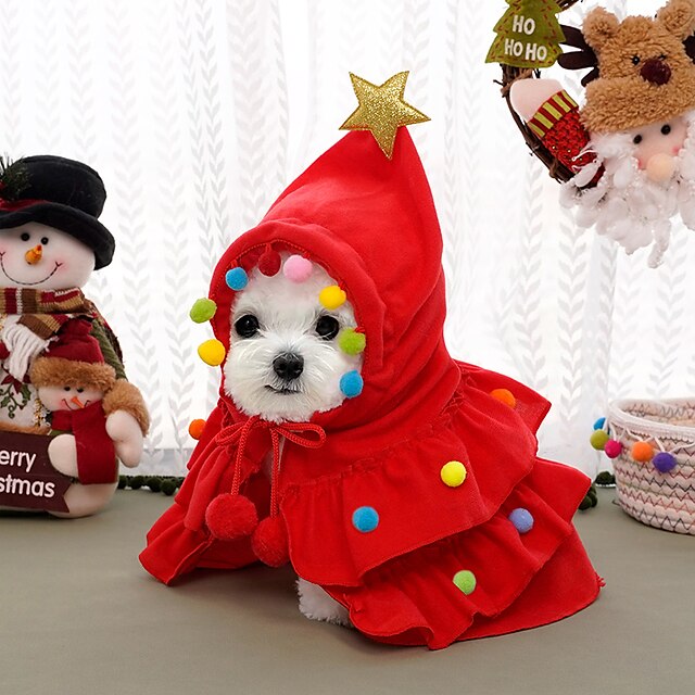 Christmas Pet Clothes christmas tree dog clothes Two Color Cloak Autumn ...