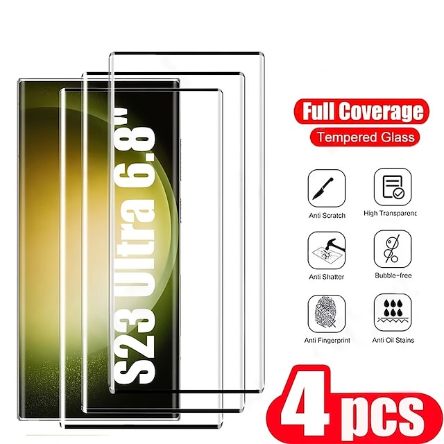  4 db Képernyővédő fólia Kompatibilitás Samsung Galaxy S24 Ultra Plus S23 S22 S21 S20 Ultra Plus FE Note 20 Ultra Note 20 Edzett üveg 9H erősség Anti Bubbles Anti-ujjlenyomat Nagyfelbontású (HD) 3D