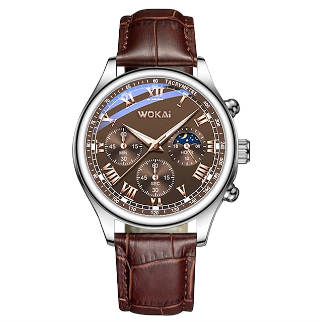  Wokai, высококачественные мужские роскошные модные кварцевые часы с ремнем, мужские римские деловые студенческие спортивные водонепроницаемые часы со светящимися в темноте часами
