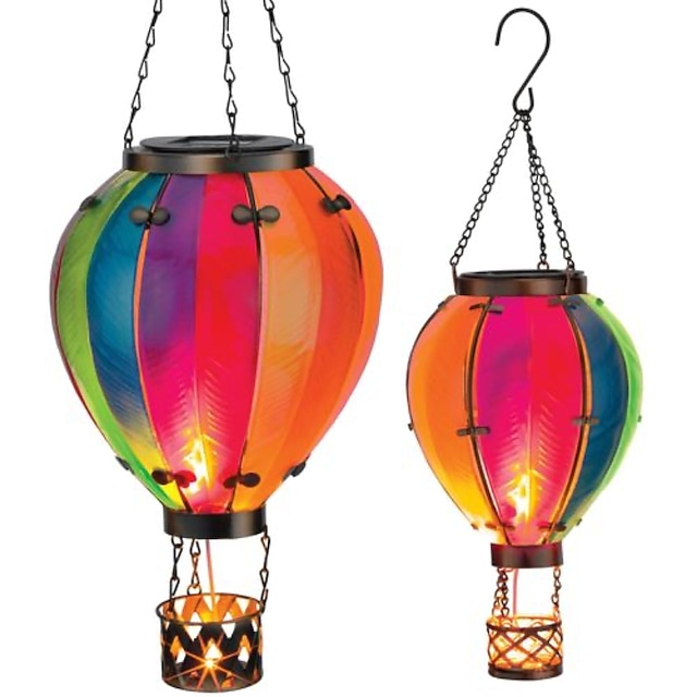  Solar Hot Air Balloon Lantern Christmas Outdoor Decoration Colorful Landscape for Holidays Party Weather-proof