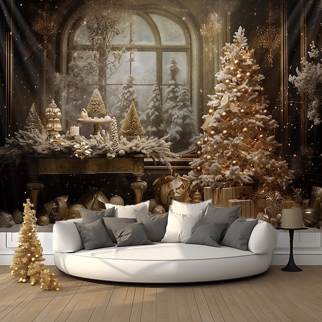  Christmas Decorations Hanging Tapestry Wall Art Xmas Large Tapestry Mural Decor Photograph Backdrop Blanket Curtain Home Bedroom Living Room Decoration