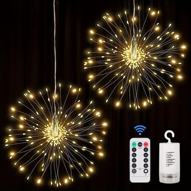  0,3m Fényfüzérek 200 LED EL Meleg fehér Hideg fehér Kék Tűzijáték / Starburst Lights Szabadság Esküvő Karácsonyi dekoráció 5 V