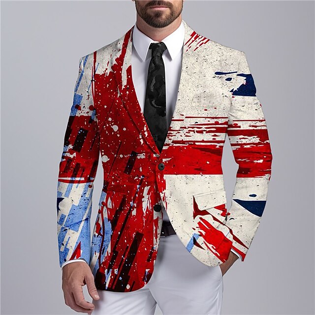 Orange Notched Lapel Graffiti Men's Blazer