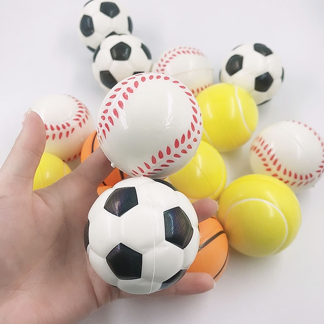  4pcs PU Foam Ball Model Decompression Foam Sponge Venting Ball Foam Basketball Football Tennis Baseball Squeeze Toy