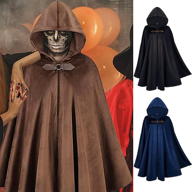  Pirate Viking Witches Retro Vintage Medieval Renaissance Cape hooded cloak Women's Costume Vintage Cosplay Party LARP Cloak Halloween