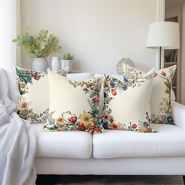  pastoraalinen kahden puolen tyynynpäällinen 4kpl pehmeä koristeellinen neliömäinen tyynyliina tyynyliina makuuhuoneeseen olohuoneen sohva sohvatuoli