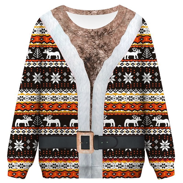  Jul Hattetrøje Pullover Morsom julegenser 3D-utskrift Trykt mønster 3D Lomme foran Graphic Morsom Til Par Herre Dame Voksne Jul Karneval Maskerade 3D-utskrift Fest