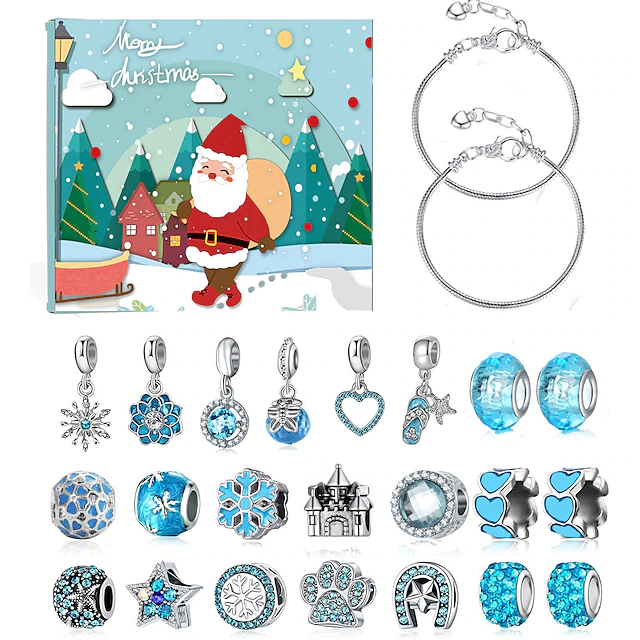 Christmas Advent Calendar 2025 Xmas Gift Countdown Bracelets Making Kit 24 Days Christmas Gift DIY Charm Beads and Bracelets for Girls Women Kids 11