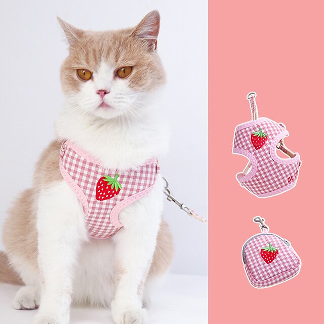  Cat Traction Rope To Prevent Slipping Out And Walk The Cat Outdoors Summer Vest Style Fruit Embroidery Small And Medium-sized Dog Chest Strap