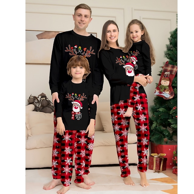 Family Christmas Pajamas Cotton Graphic Cute Christmas Pajamas School ...